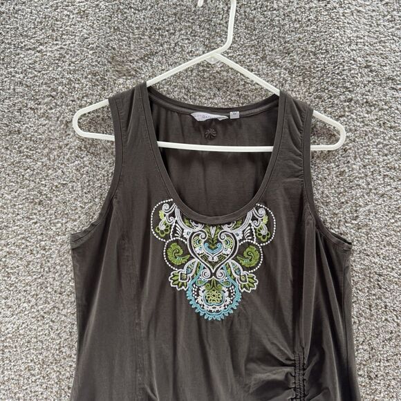 Athleta Shirt Womens Extra Large Gray Embroidered Tank Top Sleeveless Cotton - Picture 4 of 14